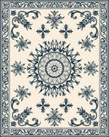 Ornate Floral Mandala Border Rug