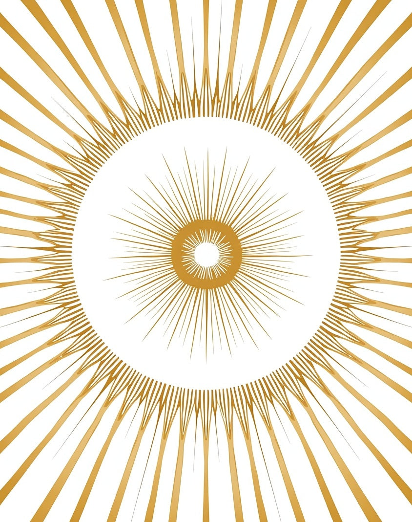 Golden Sunburst Radiant Pattern Rug