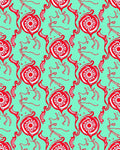 Red Flowing Floral And Figures Pattern Rug