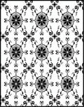 Elegant Black White Floral Motif Rug