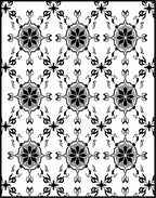 Elegant Black White Floral Motif Rug