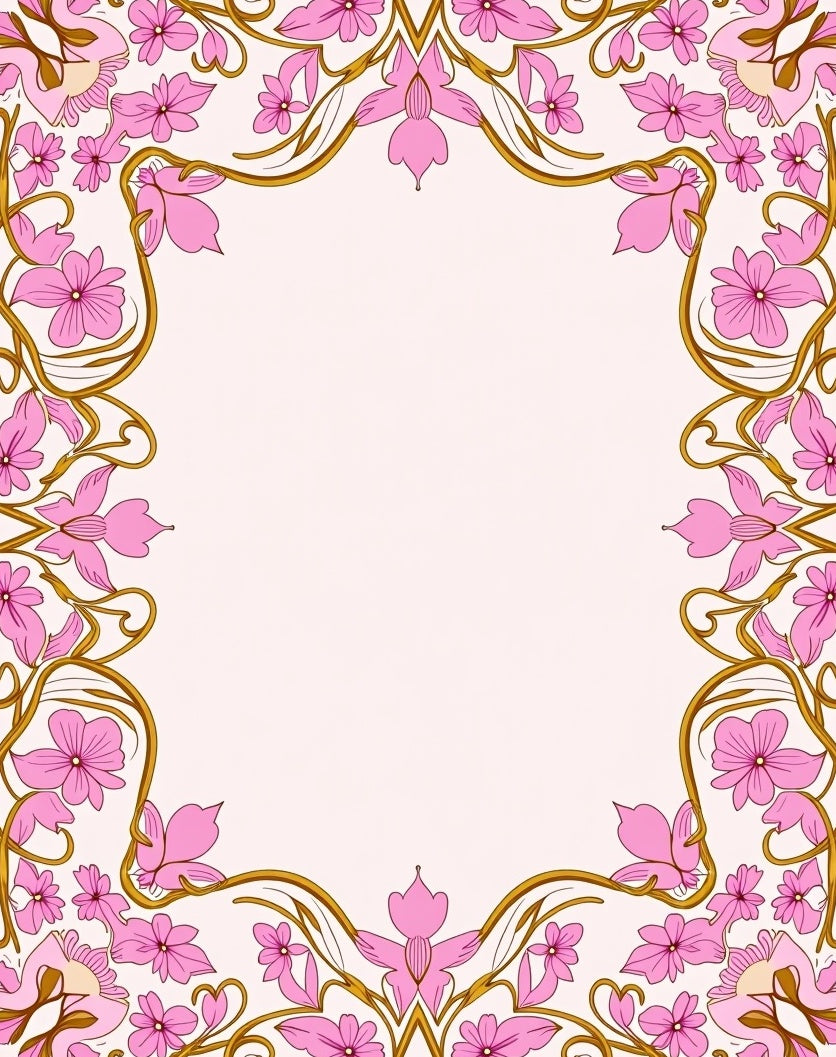 Soft Pink Floral Vine Pattern Rug