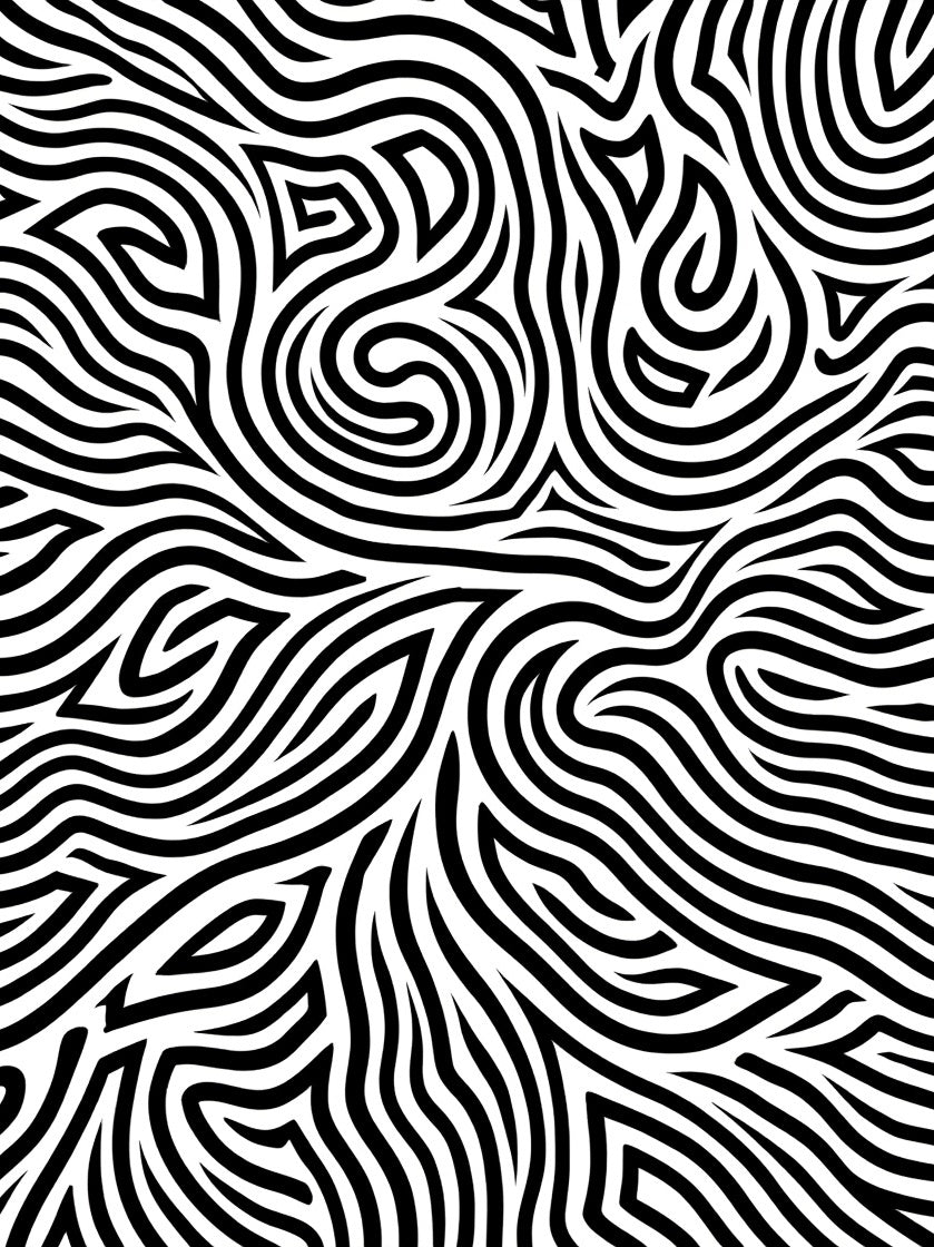 Bold Black White Swirl Pattern Rug