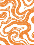 Orange Wavy Abstract Lines Rug