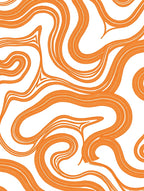 Orange Wavy Abstract Lines Rug