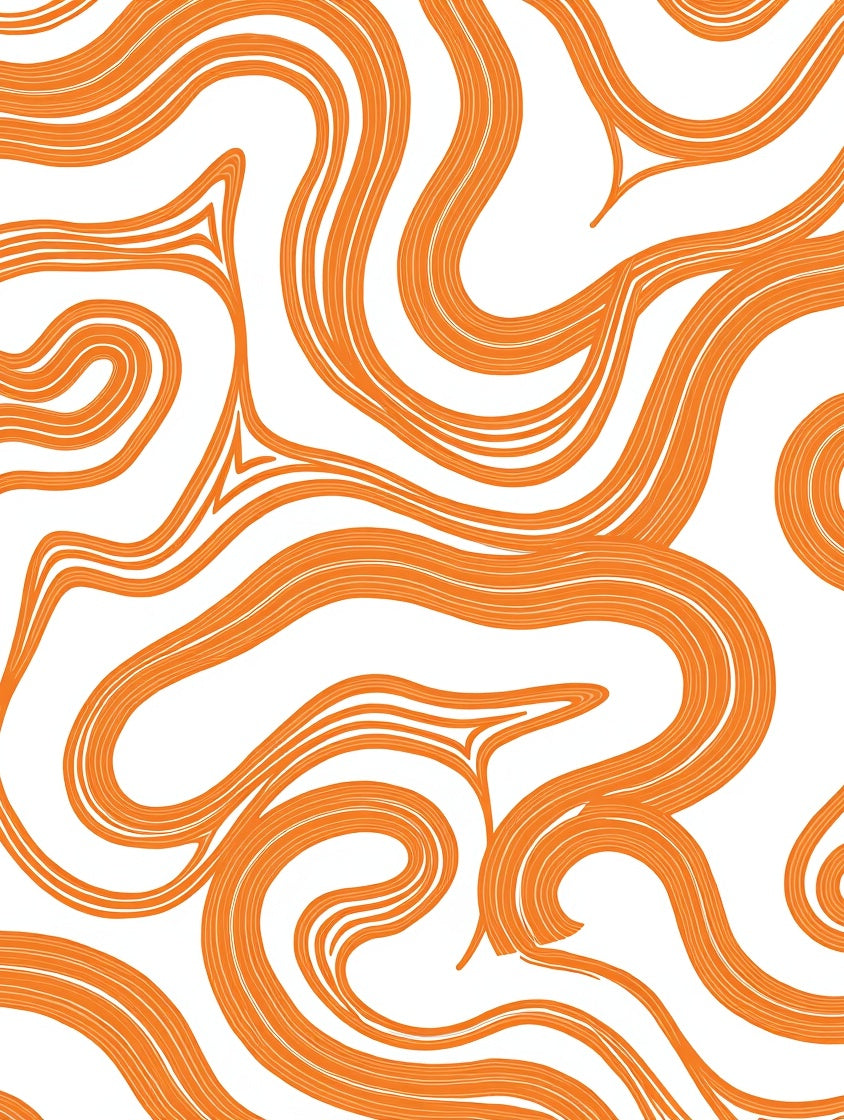 Orange Wavy Abstract Lines Rug