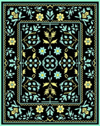 Black Yellow Floral Vine Rug