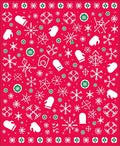 Red Snowflake Mitten Scattered Elements Rug