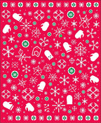 Red Snowflake Mitten Scattered Elements Rug