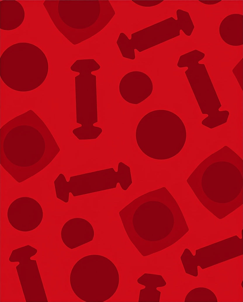 Red Abstract Circles and Shapes Rug
