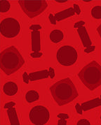 Red Abstract Circles and Shapes Rug