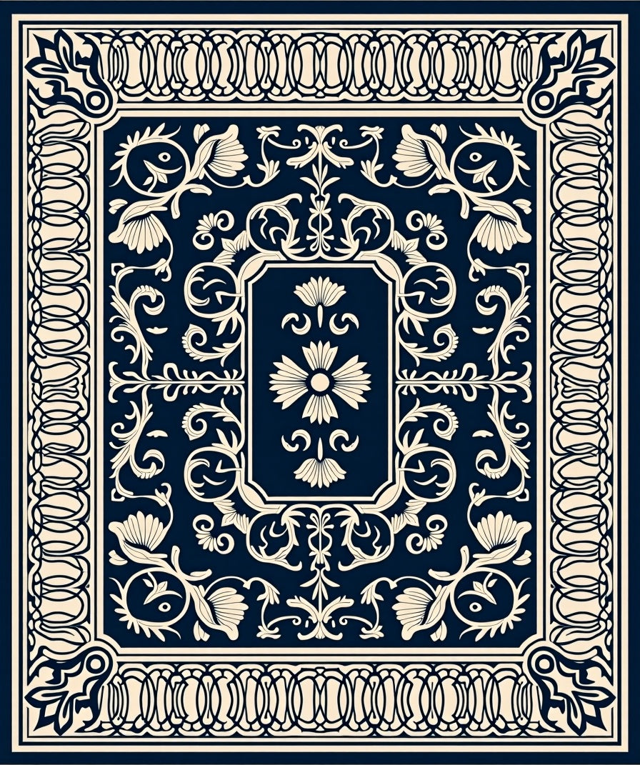 Elegant Floral Motif Classic Medallion Rug