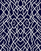 Intricate Abstract White Line Pattern Rug