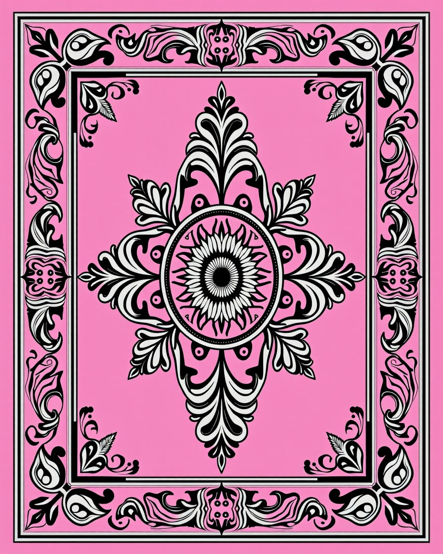 Baroque floral pink decorative Rug