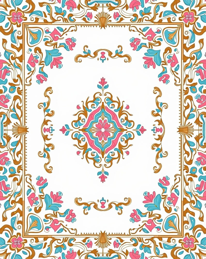 Art Nouveau Floral Scrollwork Collection Rug