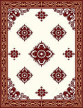 Ornate Red Gold Floral Pattern Rug