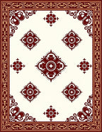 Ornate Red Gold Floral Pattern Rug