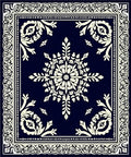 Antique Navy Cream Floral Medallion Pattern Rug