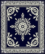 Antique Navy Cream Floral Medallion Pattern Rug