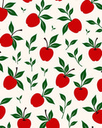 Red Apple Pattern With Green Leaves Rug