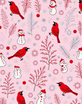 Happy Red Cardinal Snowman Scene Rug