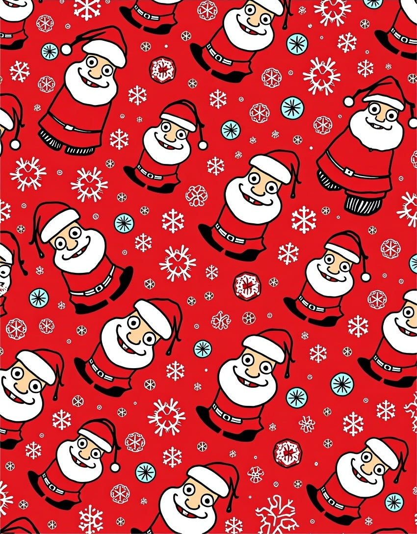 Jolly Santa Claus Snowflakes Red Rug