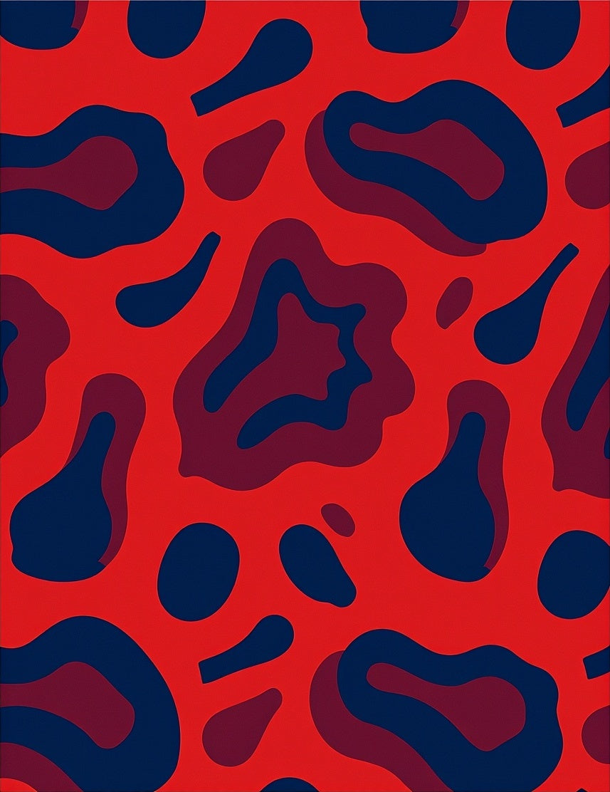 Bold Red Blue Abstract Flow Rug