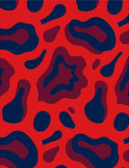 Bold Red Blue Abstract Flow Rug