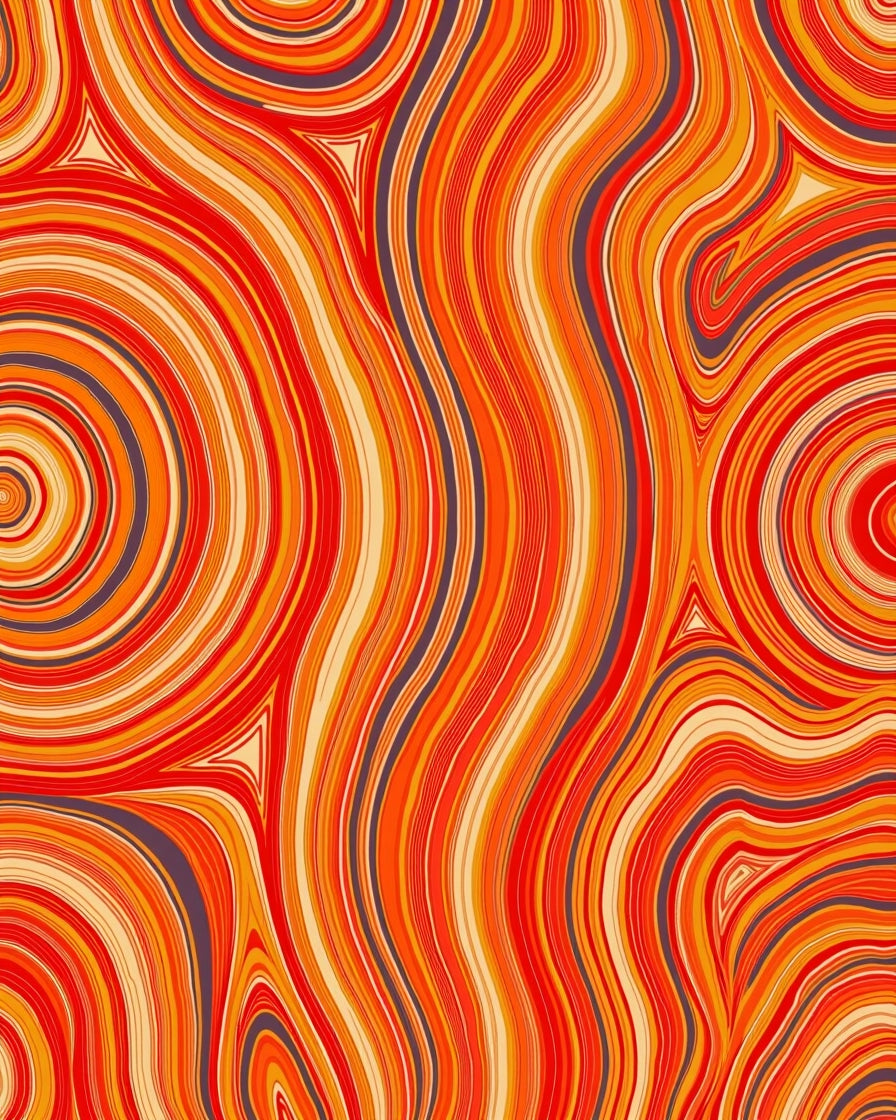 Vibrant Swirling Orange Stripes Rug