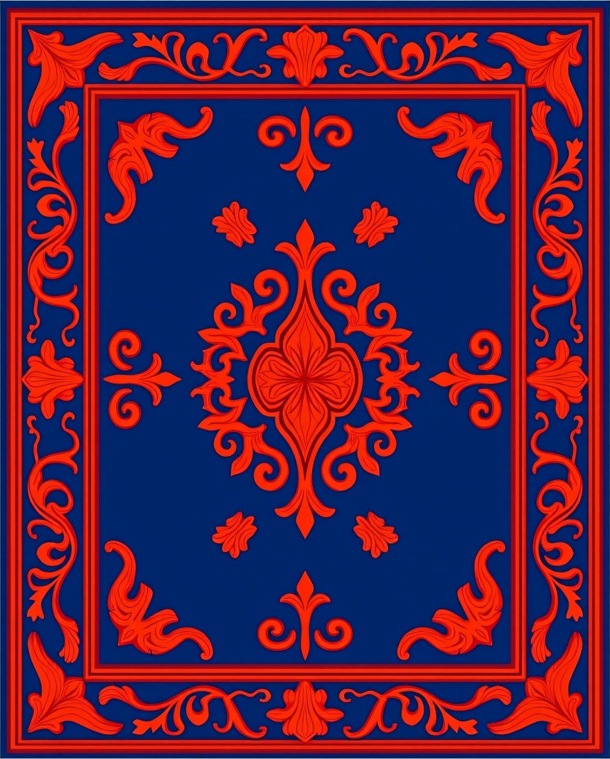 Classic Ornate Scarlet Floral Pattern Rug