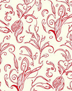 Red Swirl Botanical Pattern Rug
