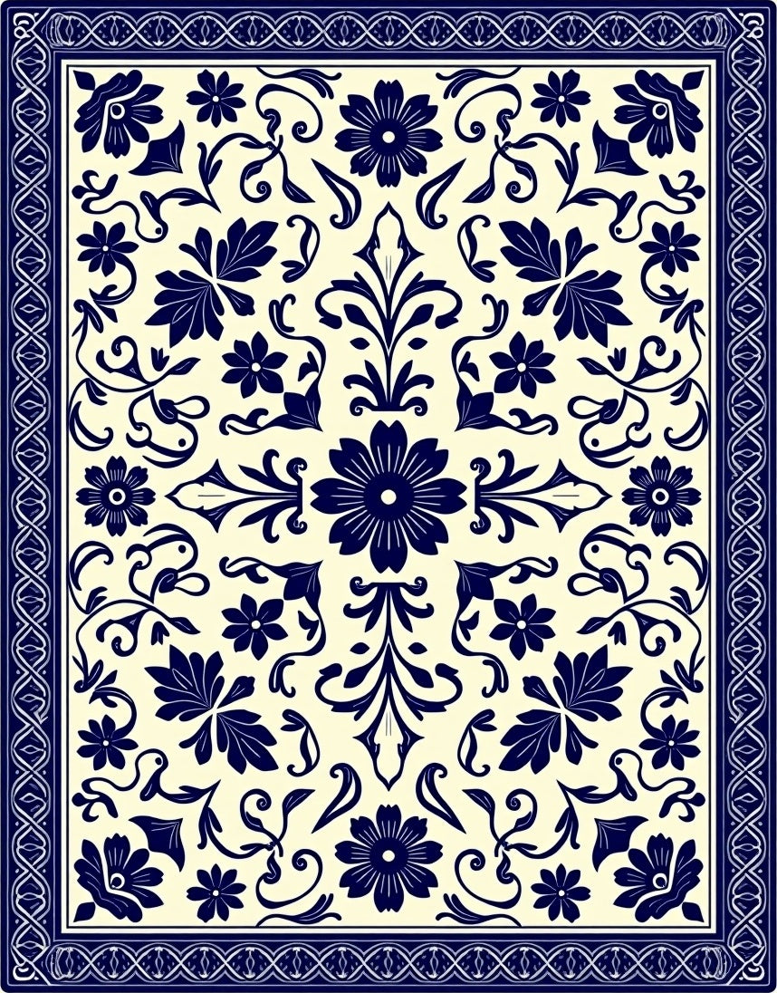 Classic Floral Scrollwork Pattern Rug