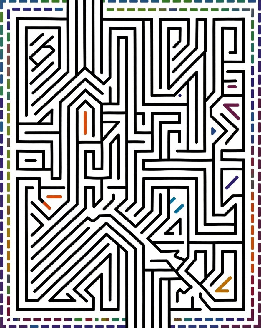 Abstract Geometric Maze Design Rug