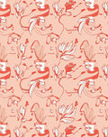 Coral and White Floral Swirl Pattern Rug