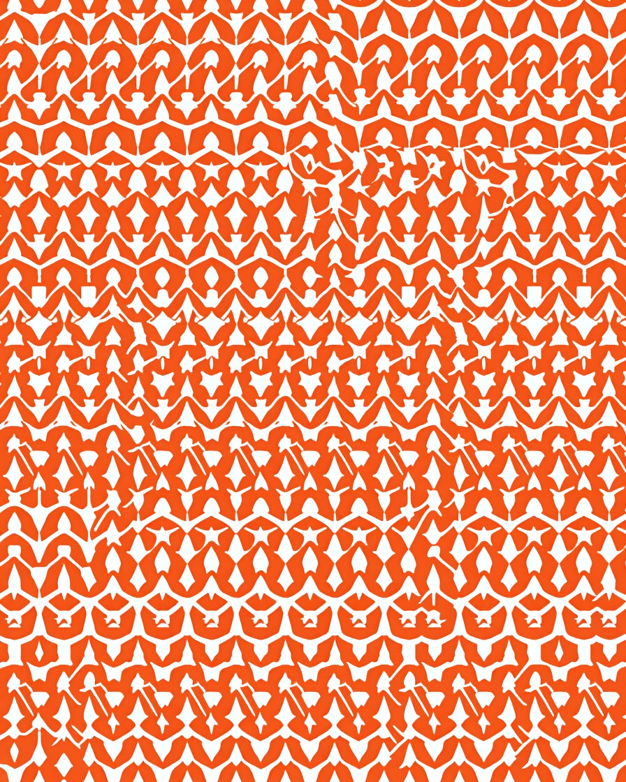 Orange White Intricate Geometric Pattern Rug