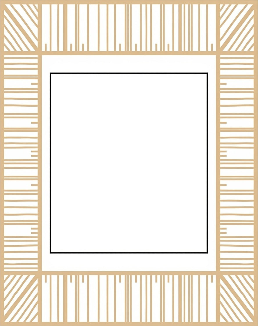 Minimalist Striped Geometric Frame Design Rug