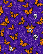 Orange Butterfly Skull Pattern Rug