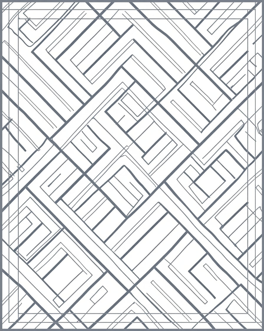 Abstract Geometric Maze Design Rug