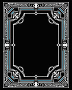 Bold Art Deco Black White Turquoise Frame Rug
