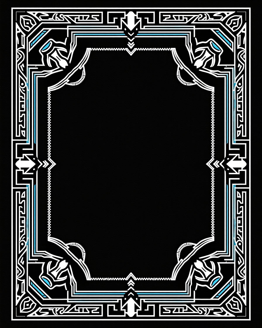 Bold Art Deco Black White Turquoise Frame Rug