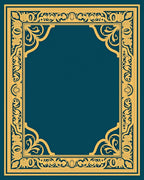 Ornate Gold Floral Border Rug