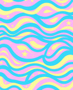 Pastel Waves Stars Design Rug