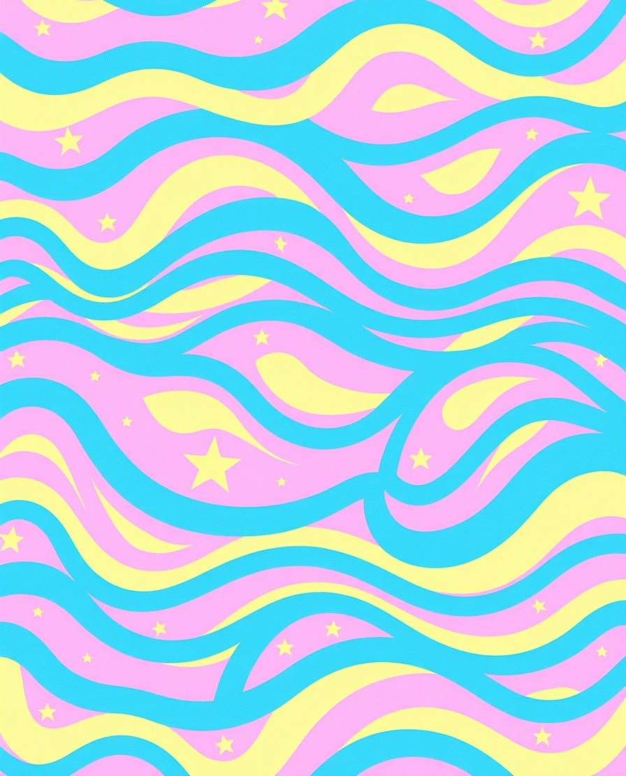 Pastel Waves Stars Design Rug