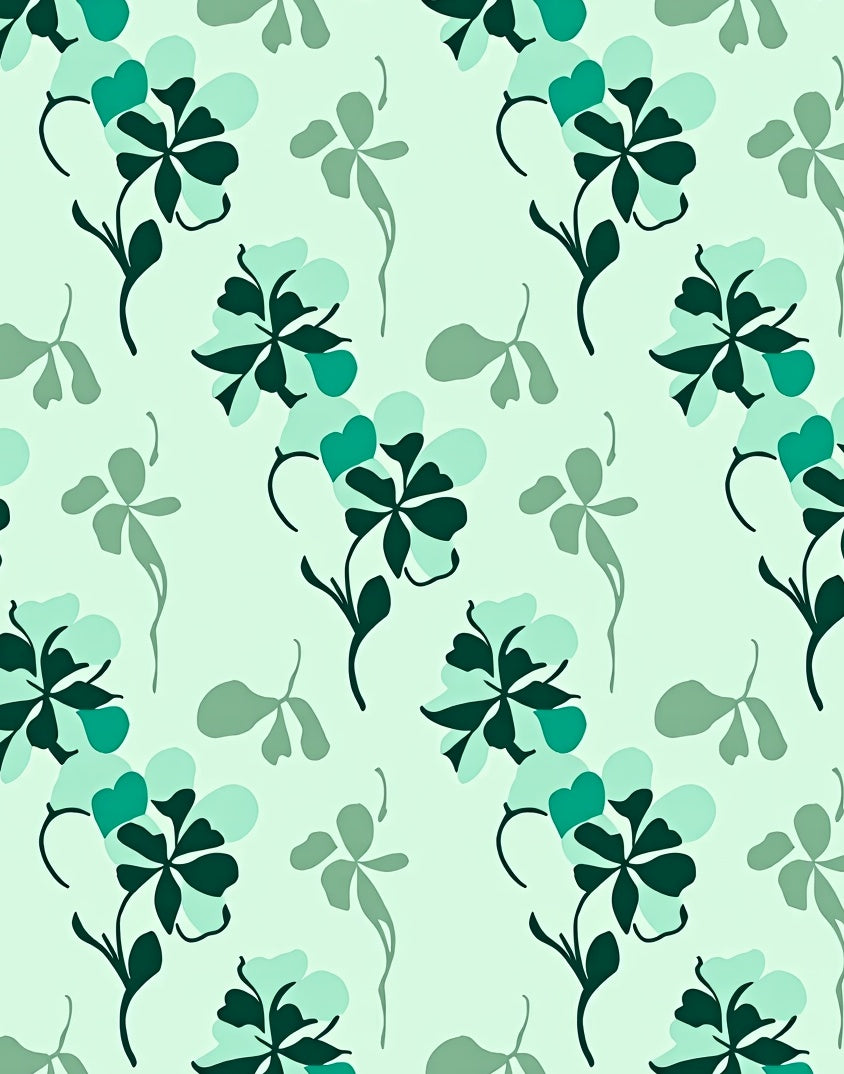 Mint Green Floral Vine Pattern Rug