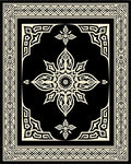 Elaborate Black Ivory Floral Mandala Rug