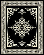 Elaborate Black Ivory Floral Mandala Rug
