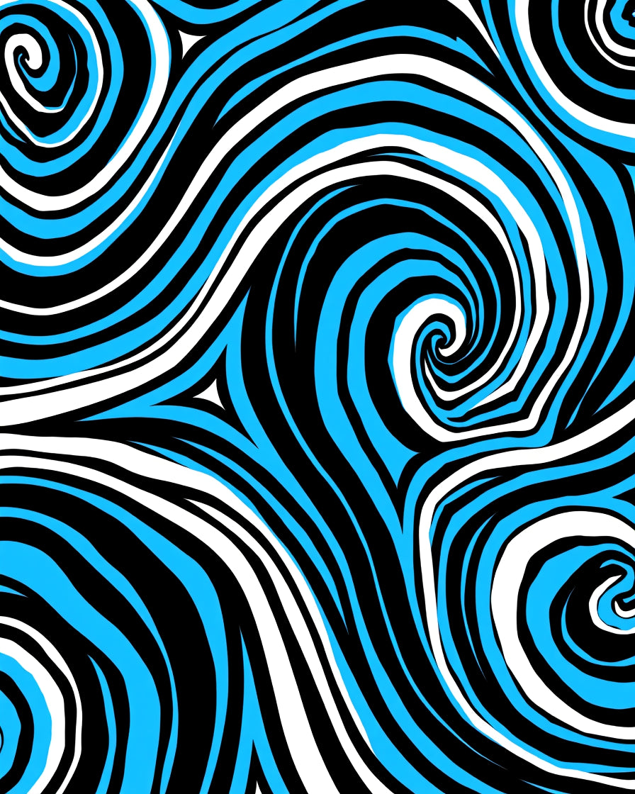 Electric Blue Swirling Wind Rug