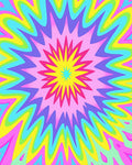 Psychedelic Starburst Colorful Radial Design Rug
