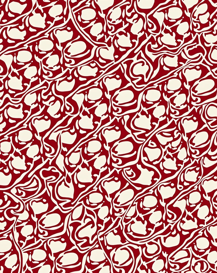 Red Ivory Abstract Flowing Pattern Rug