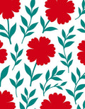 Red Floral Leaf Pattern Rug